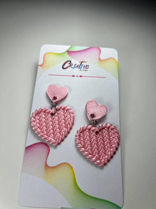Brincos Coração Rosa - Impressos em 3D